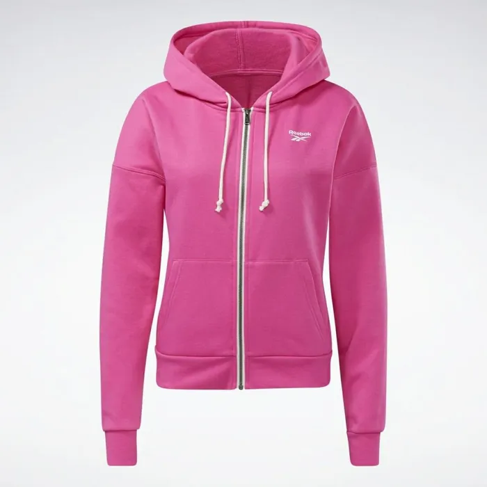 Hoodies and Sweatshirts Womens Reebok Training Essentials FullZip Hoodie Proud Pink