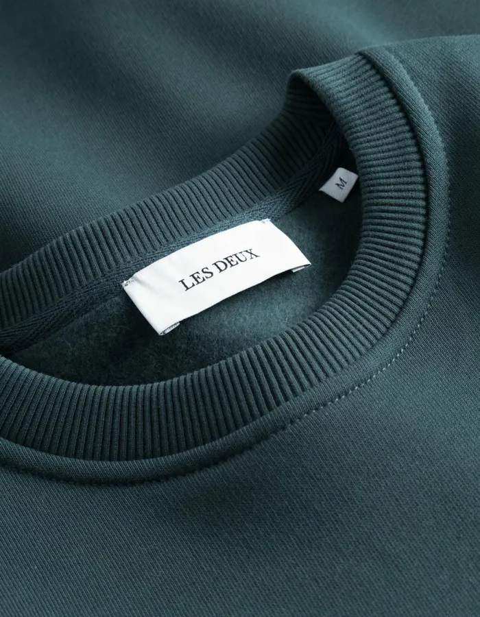 HoodiesSweatshirts Men Les Deux Camden Sweatshirt 8211 Pine GreenIvory