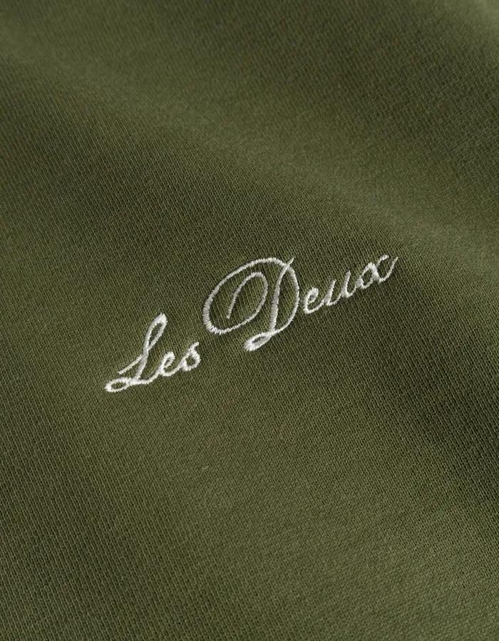 HoodiesSweatshirts Men Les Deux Crew Sweatshirt 8211 Chive GreenLight Ivory