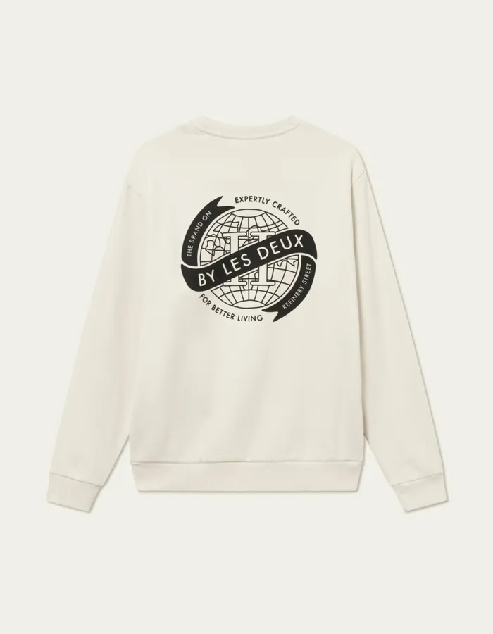 HoodiesSweatshirts Men Les Deux Globe Sweatshirt 8211 IvoryBlack