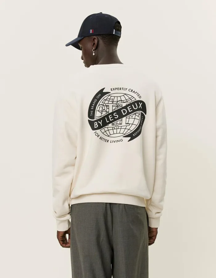 HoodiesSweatshirts Men Les Deux Globe Sweatshirt 8211 IvoryBlack