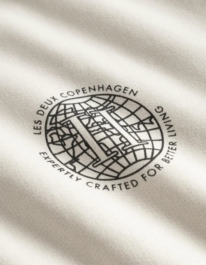 HoodiesSweatshirts Men Les Deux Globe Sweatshirt 8211 IvoryBlack