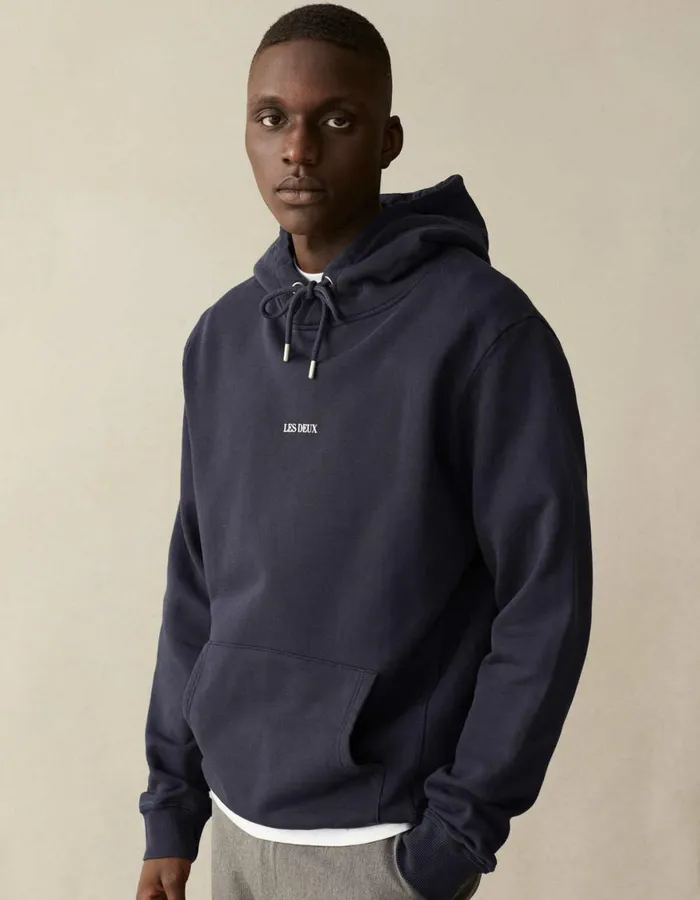 HoodiesSweatshirts Men Les Deux Lens Hoodie 8211 Dark NavyWhite