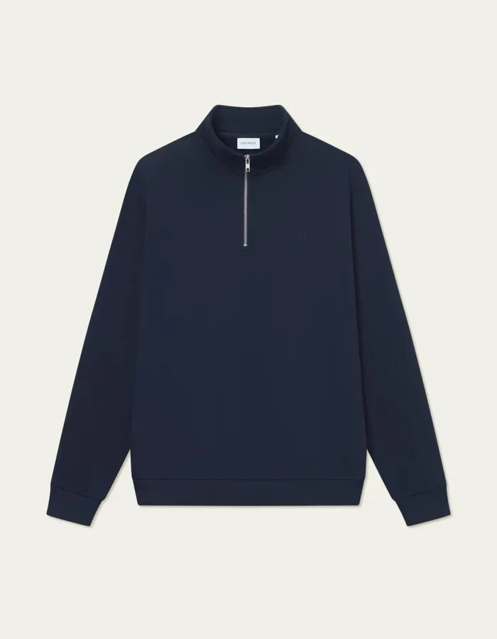 HoodiesSweatshirts Men Les Deux Norregaard Tonal HalfZip Sweatshirt 8211 Dark Navy