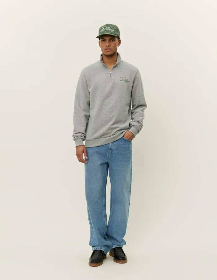 HoodiesSweatshirts Men Les Deux Scandinavian HalfZip Sweatshirt 8211 Light Grey MelangeChive Green HoodiesSweatshirts Men Les Deux Scandinavian HalfZip Sweatshirt 8211 Light Grey MelangeChive Green