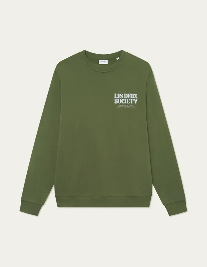 HoodiesSweatshirts Men Les Deux Society Sweatshirt 8211 Chive GreenSmoke Green HoodiesSweatshirts Men Les Deux Society Sweatshirt 8211 Chive GreenSmoke Green