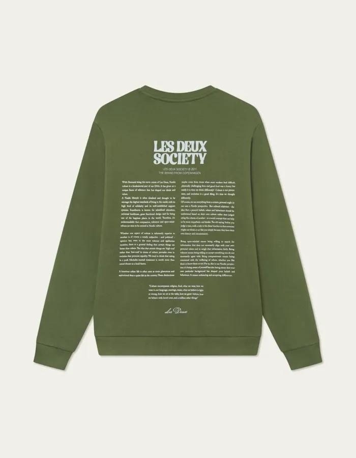 HoodiesSweatshirts Men Les Deux Society Sweatshirt 8211 Chive GreenSmoke Green