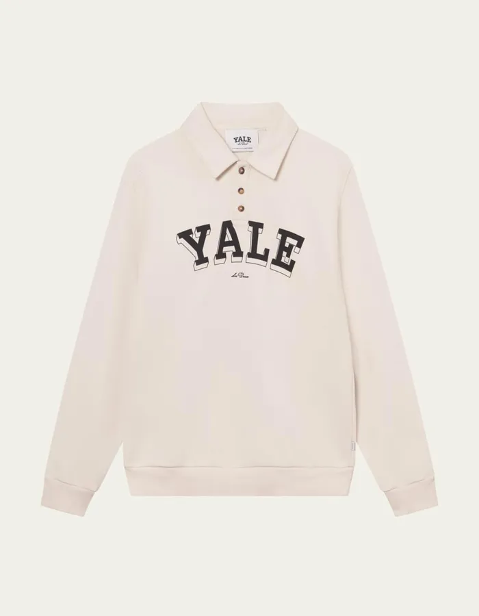 HoodiesSweatshirts Men Les Deux Yale College Polo Sweatshirt 8211 IvoryBlack