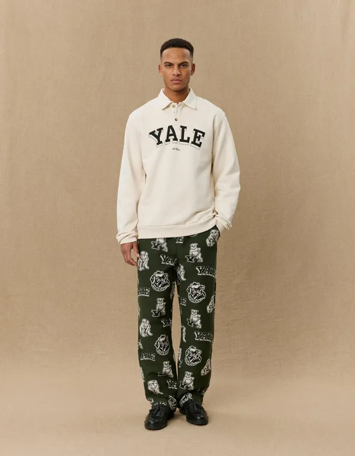 HoodiesSweatshirts Men Les Deux Yale College Polo Sweatshirt 8211 IvoryBlack