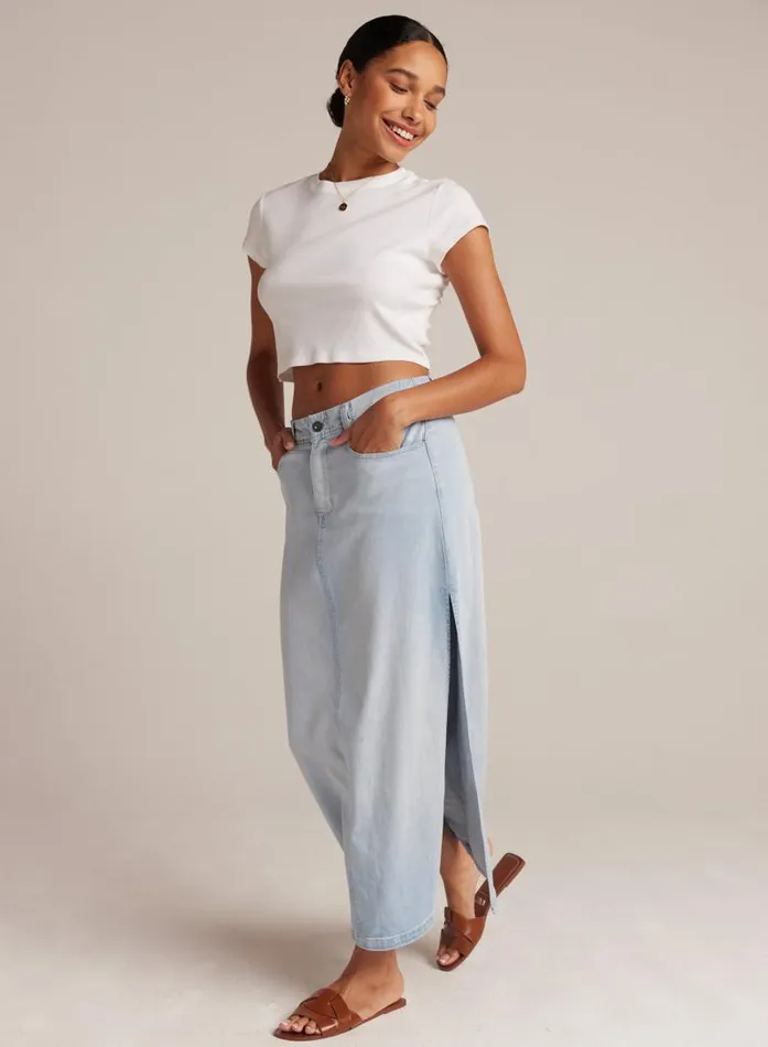 Indigo Side Slit Skirt 8211 Ocean Mist Wash Women Bella Dahl Skirts
