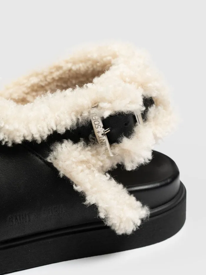 Isla Shearling Sandal 8211 Black Black Women Saint And Sofia All Sandals