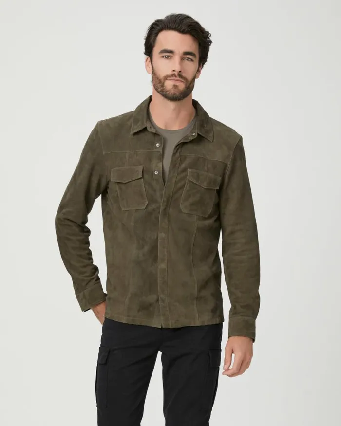 Jackets and Coats Men PAIGE Baltimore Shacket 8211 Soft Olive Suede Jackets and Coats Men PAIGE Baltimore Shacket 8211 Soft Olive Suede
