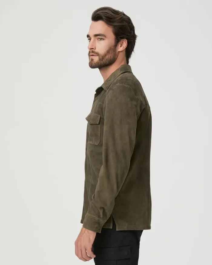 Jackets and Coats Men PAIGE Baltimore Shacket 8211 Soft Olive Suede Jackets and Coats Men PAIGE Baltimore Shacket 8211 Soft Olive Suede