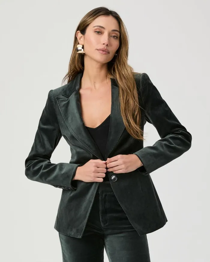 Jackets and Coats Women PAIGE Chelsee Blazer 8211 Dark Spruce Velvet