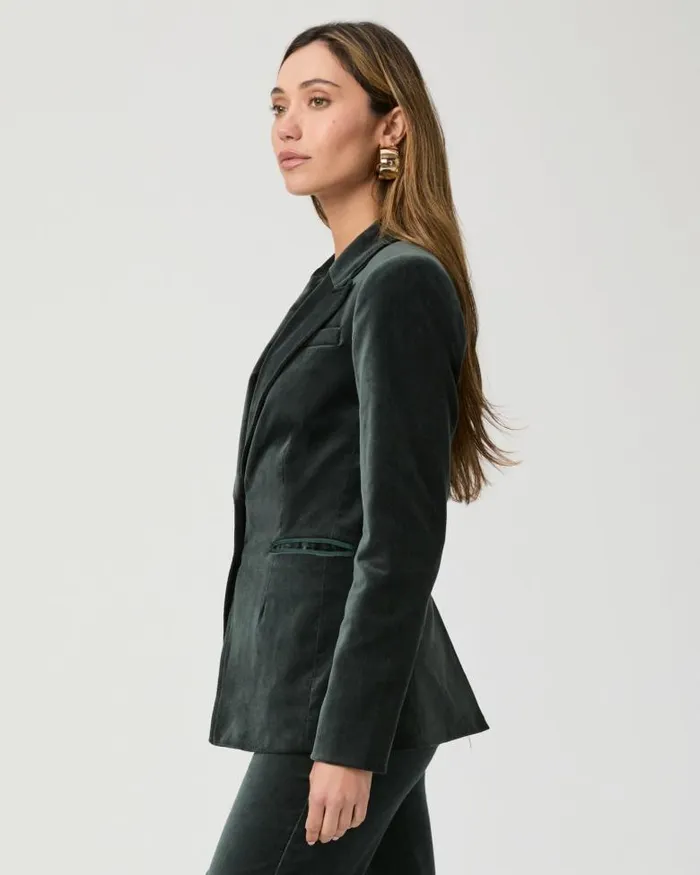 Jackets and Coats Women PAIGE Chelsee Blazer 8211 Dark Spruce Velvet Jackets and Coats Women PAIGE Chelsee Blazer 8211 Dark Spruce Velvet