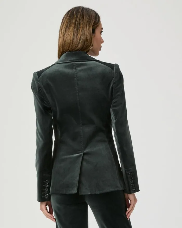 Jackets and Coats Women PAIGE Chelsee Blazer 8211 Dark Spruce Velvet Jackets and Coats Women PAIGE Chelsee Blazer 8211 Dark Spruce Velvet