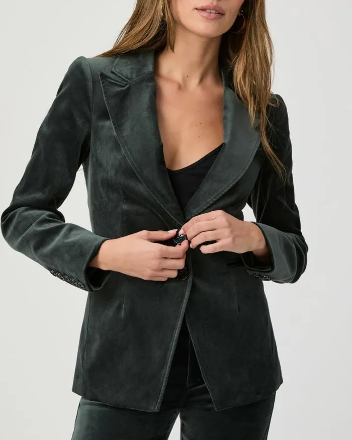 Jackets and Coats Women PAIGE Chelsee Blazer 8211 Dark Spruce Velvet Jackets and Coats Women PAIGE Chelsee Blazer 8211 Dark Spruce Velvet