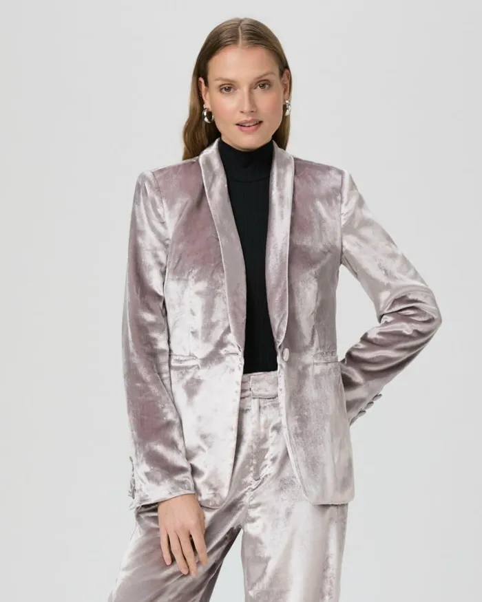 Jackets and Coats Women PAIGE Kriselle Blazer 8211 Pewter Velvet