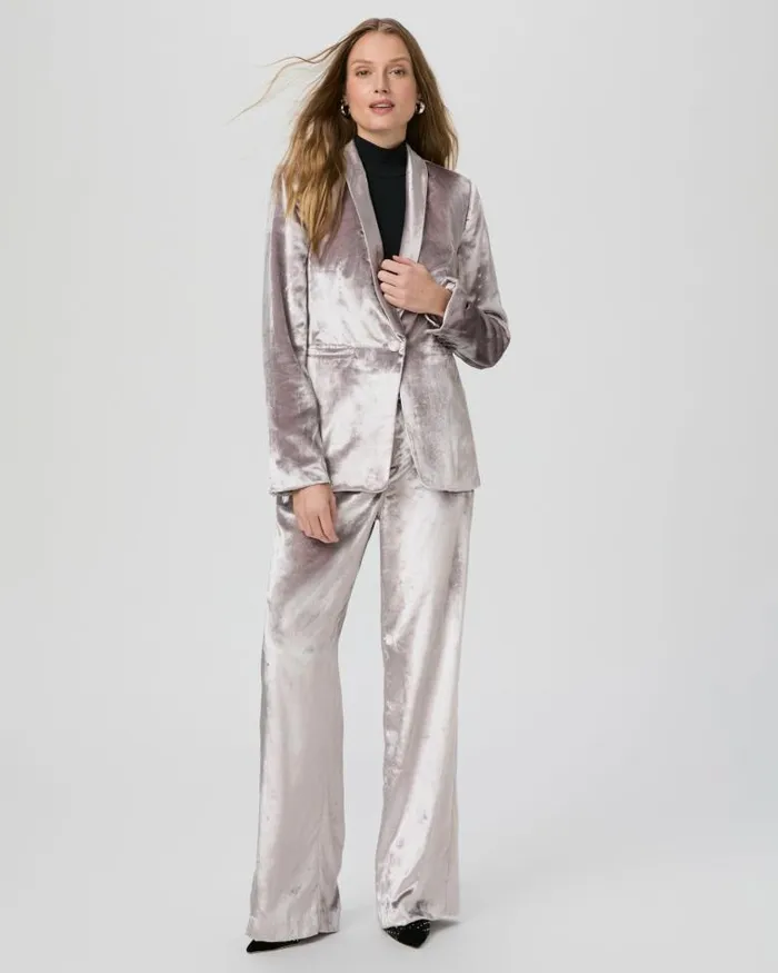 Jackets and Coats Women PAIGE Kriselle Blazer 8211 Pewter Velvet Jackets and Coats Women PAIGE Kriselle Blazer 8211 Pewter Velvet