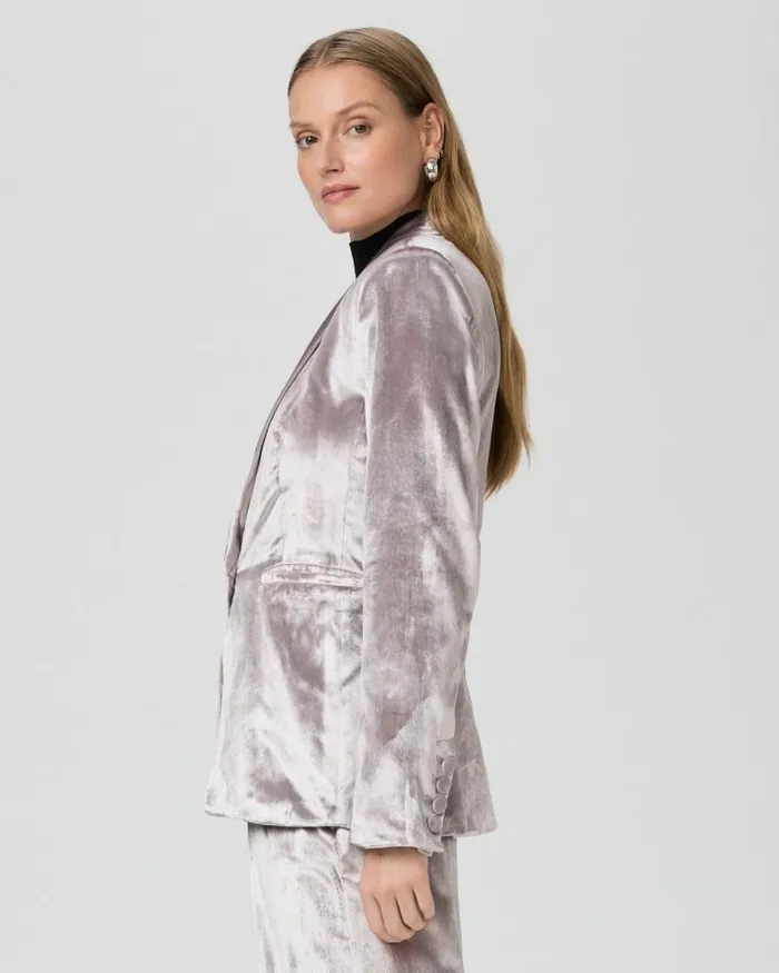 Jackets and Coats Women PAIGE Kriselle Blazer 8211 Pewter Velvet Jackets and Coats Women PAIGE Kriselle Blazer 8211 Pewter Velvet