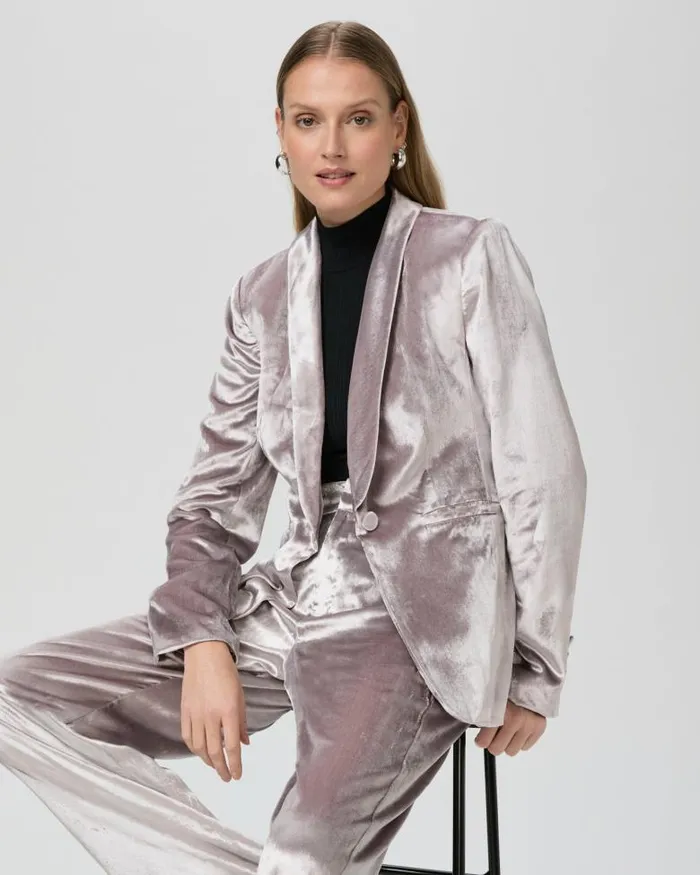 Jackets and Coats Women PAIGE Kriselle Blazer 8211 Pewter Velvet Jackets and Coats Women PAIGE Kriselle Blazer 8211 Pewter Velvet