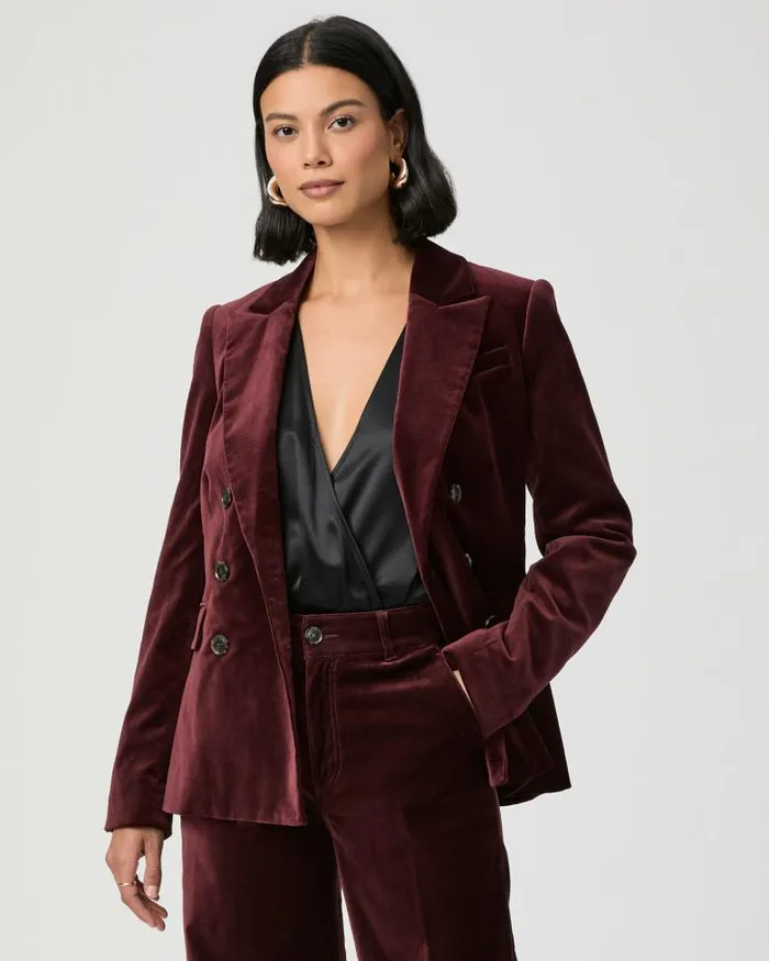 Jackets and Coats Women PAIGE Malbec Blazer 8211 Dark Oxblood Velvet