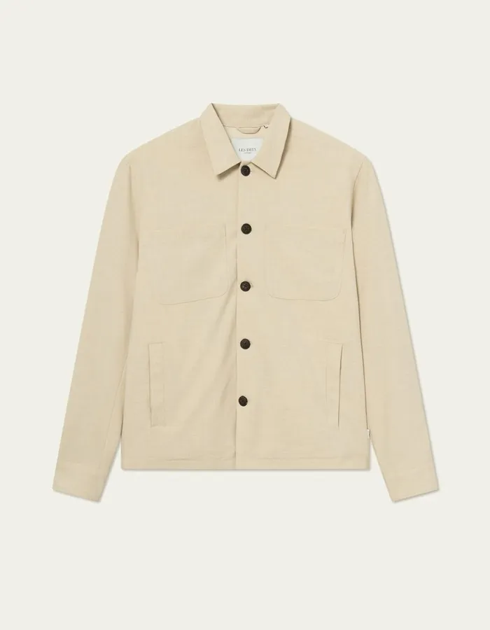 JacketsCoats Men Les Deux Marseille Twill Jacket 8211 Light Desert Sand Melange