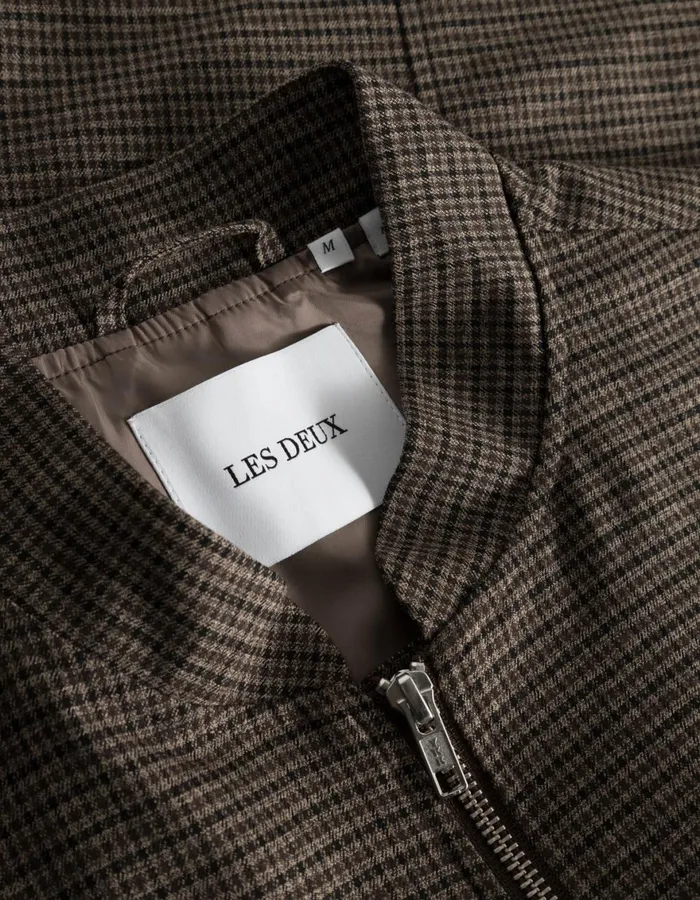 JacketsCoats Men Les Deux Mason Reg Bomber Jacket 8211 Brown Minicheck