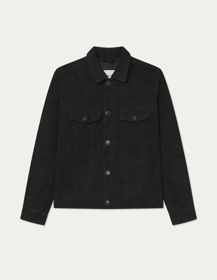 JacketsCoats Men Les Deux Micah Suede Jacket 8211 BlackBlack
