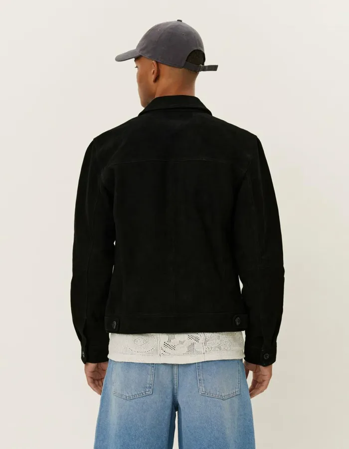 JacketsCoats Men Les Deux Micah Suede Jacket 8211 BlackBlack