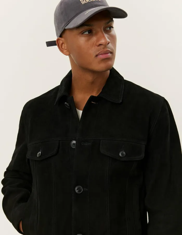 JacketsCoats Men Les Deux Micah Suede Jacket 8211 BlackBlack