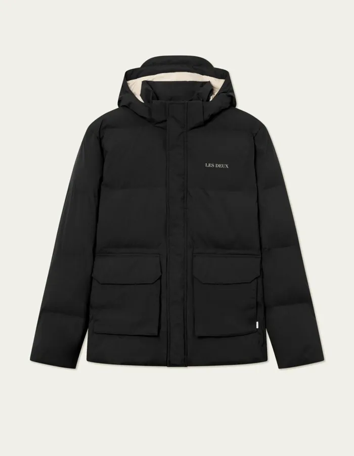 JacketsCoats Men Les Deux Montreal Puffer Jacket 8211 BlackBlack