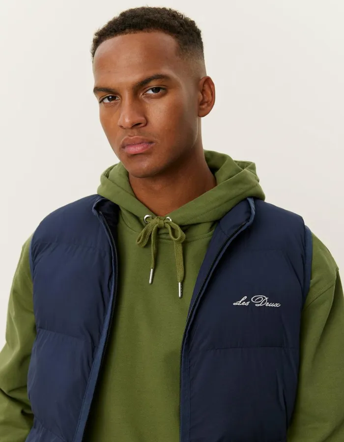 JacketsCoats Men Les Deux Newport Padded Vest 8211 Dark Navy