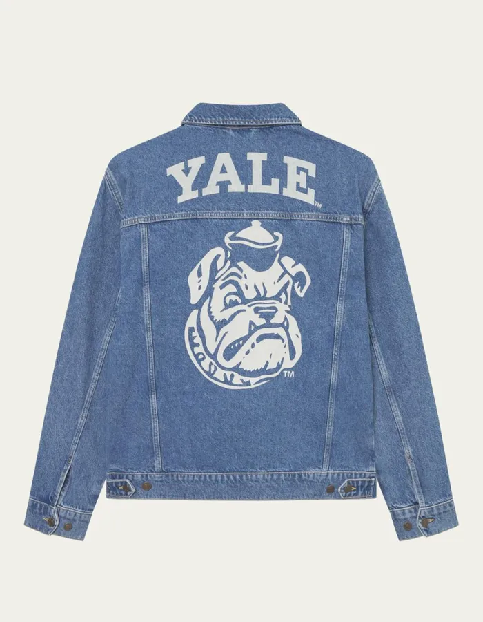 JacketsCoats Men Les Deux Rally Yale Bulldog Denim Jacket 8211 Medium Indigo Wash