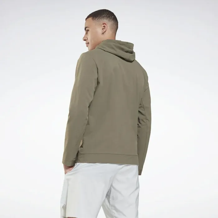 Jackets Mens Reebok Performance Woven ZipUp Hoodie Army Green