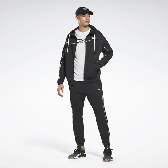 Jackets Mens Reebok Workout Ready Doubleknit ZipUp Hoodie Black