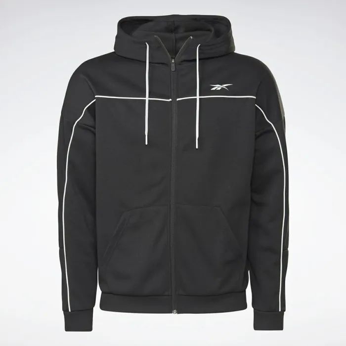 Jackets Mens Reebok Workout Ready Doubleknit ZipUp Hoodie Black