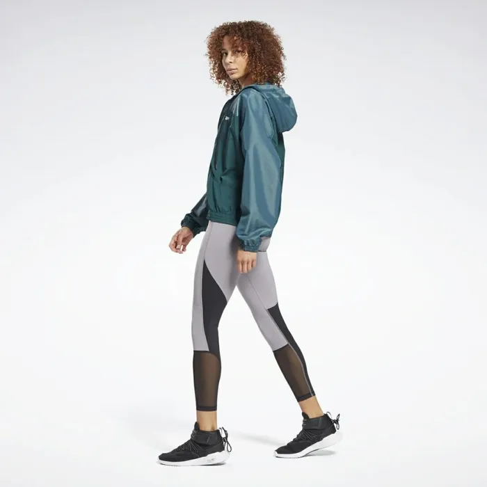 Jackets Womens Reebok Shiny Woven Jacket Forest Green