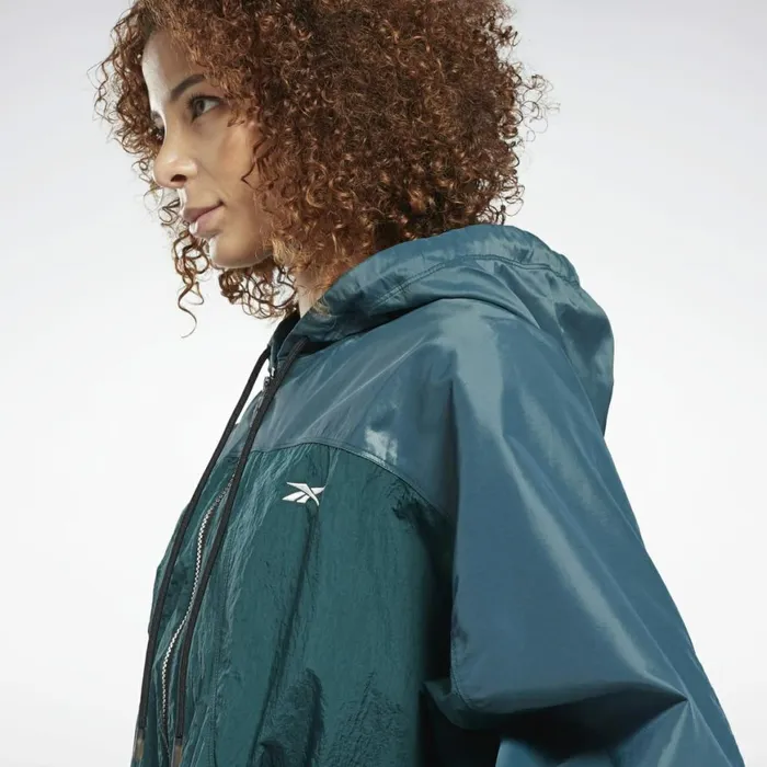 Jackets Womens Reebok Shiny Woven Jacket Forest Green