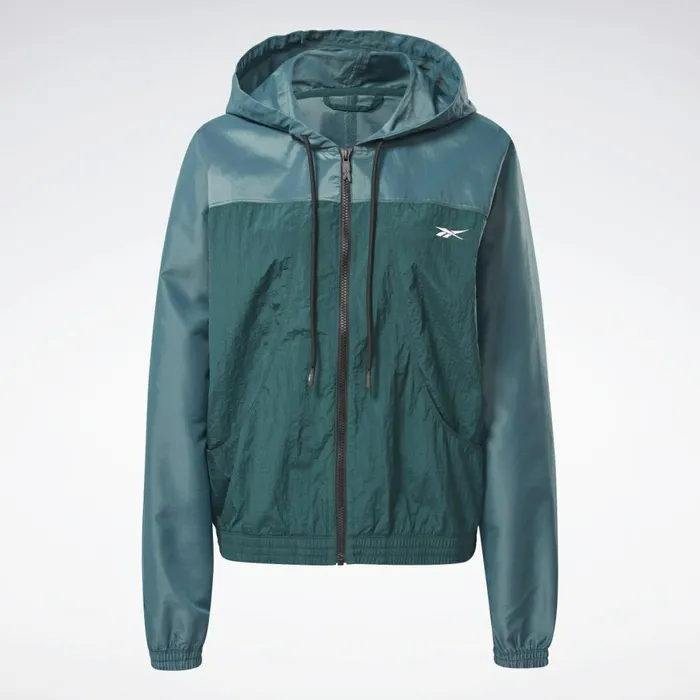 Jackets Womens Reebok Shiny Woven Jacket Forest Green