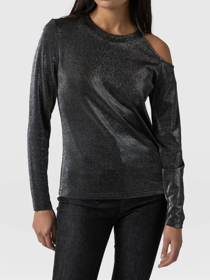 Jasna Cold Shoulder Tee 8211 Silver Silver Women Saint And Sofia TShirts and Tanks