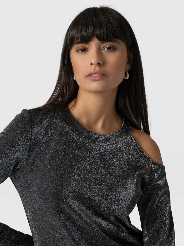 Jasna Cold Shoulder Tee 8211 Silver Silver Women Saint And Sofia TShirts and Tanks