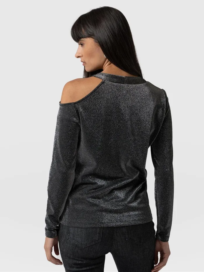 Jasna Cold Shoulder Tee 8211 Silver Silver Women Saint And Sofia TShirts and Tanks