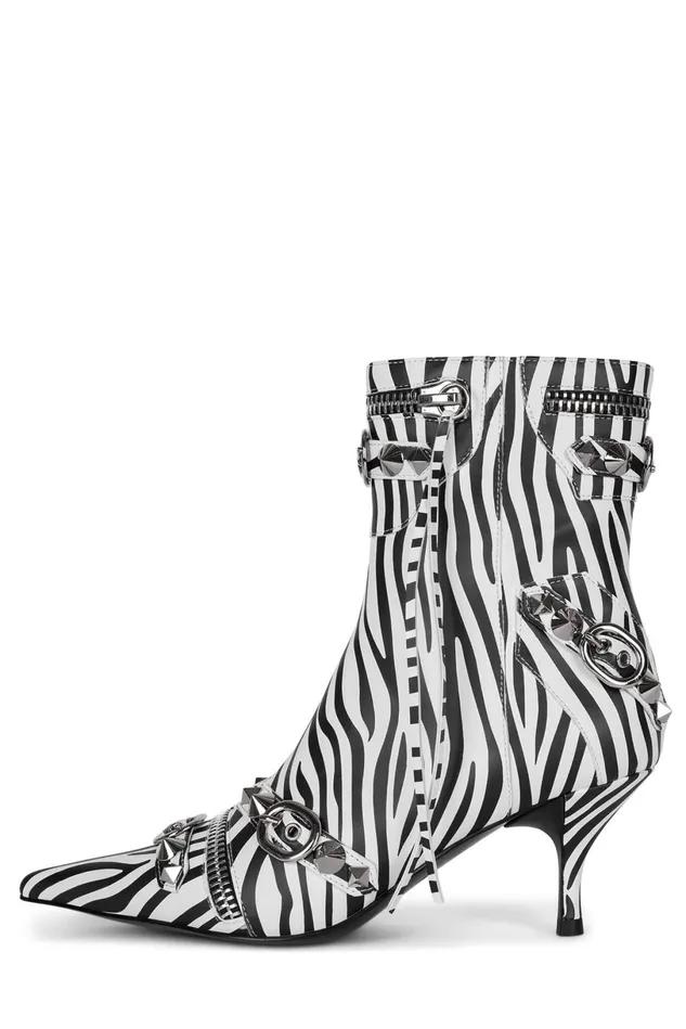 Jeffrey Campbell ALTROCK Black White Zebra Women Ankle To Mid
