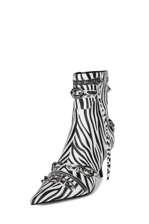 Jeffrey Campbell ALTROCK Black White Zebra Women Ankle To Mid
