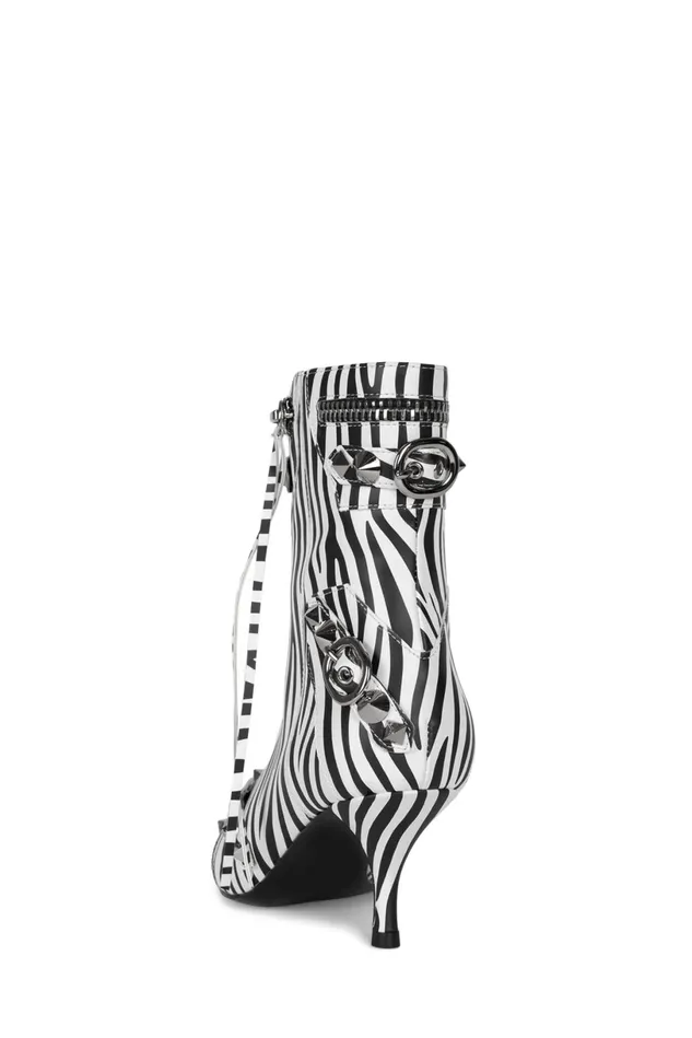 Jeffrey Campbell ALTROCK Black White Zebra Women Ankle To Mid