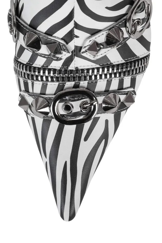Jeffrey Campbell ALTROCK Black White Zebra Women Ankle To Mid