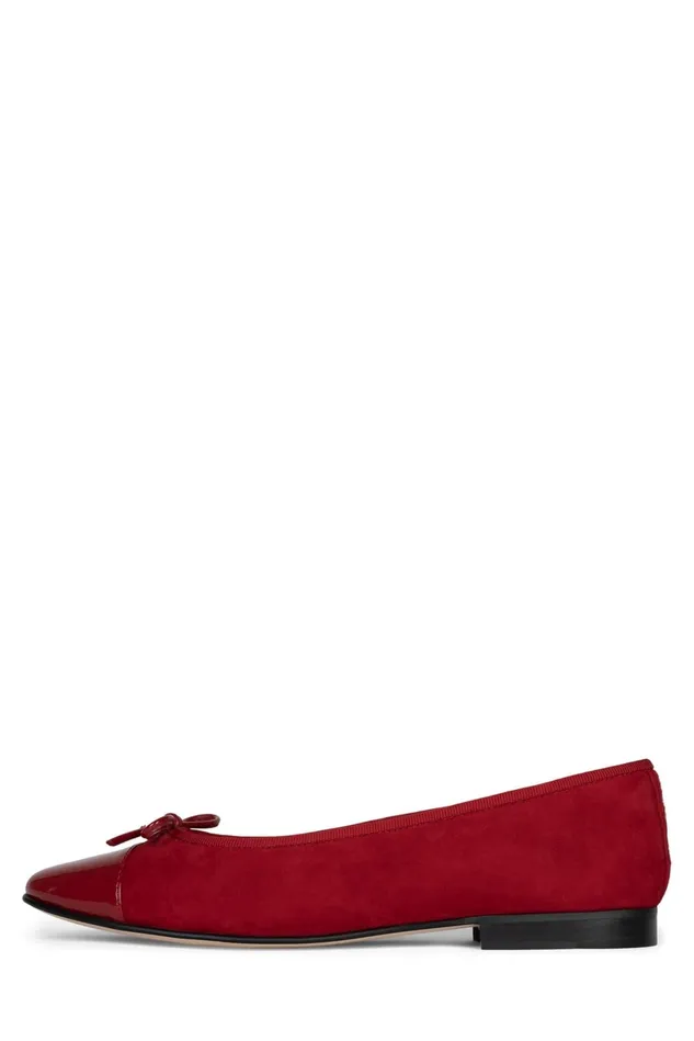 Jeffrey Campbell ARABESQUE Red Suede Combo Women Ballet Flats