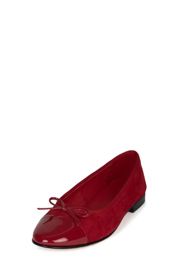 Jeffrey Campbell ARABESQUE Red Suede Combo Women Ballet Flats