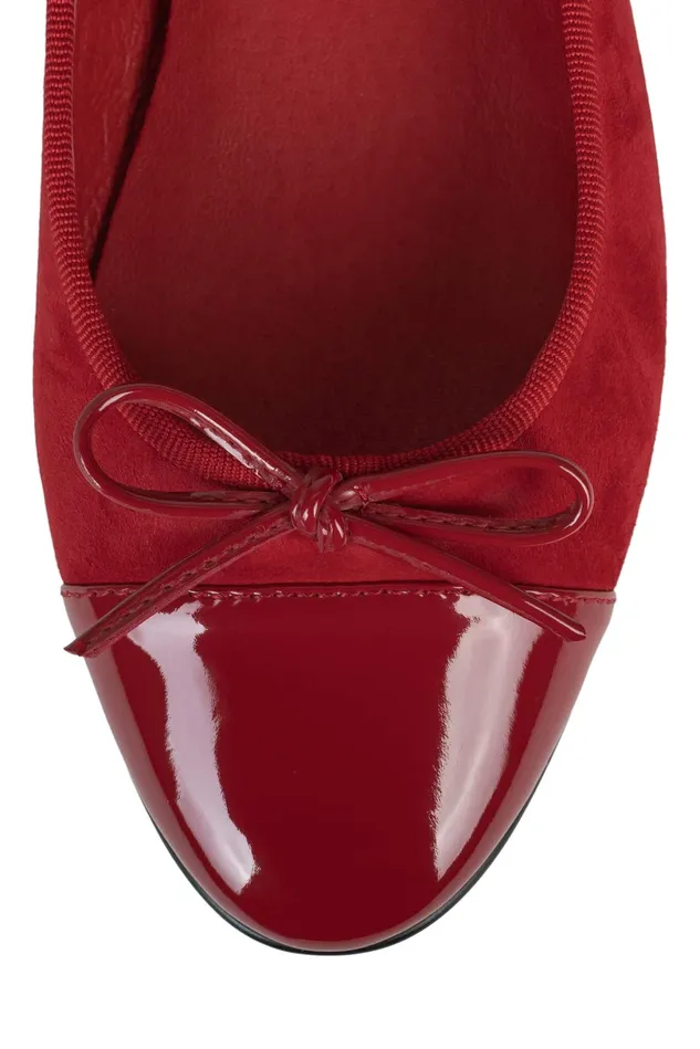 Jeffrey Campbell ARABESQUE Red Suede Combo Women Ballet Flats